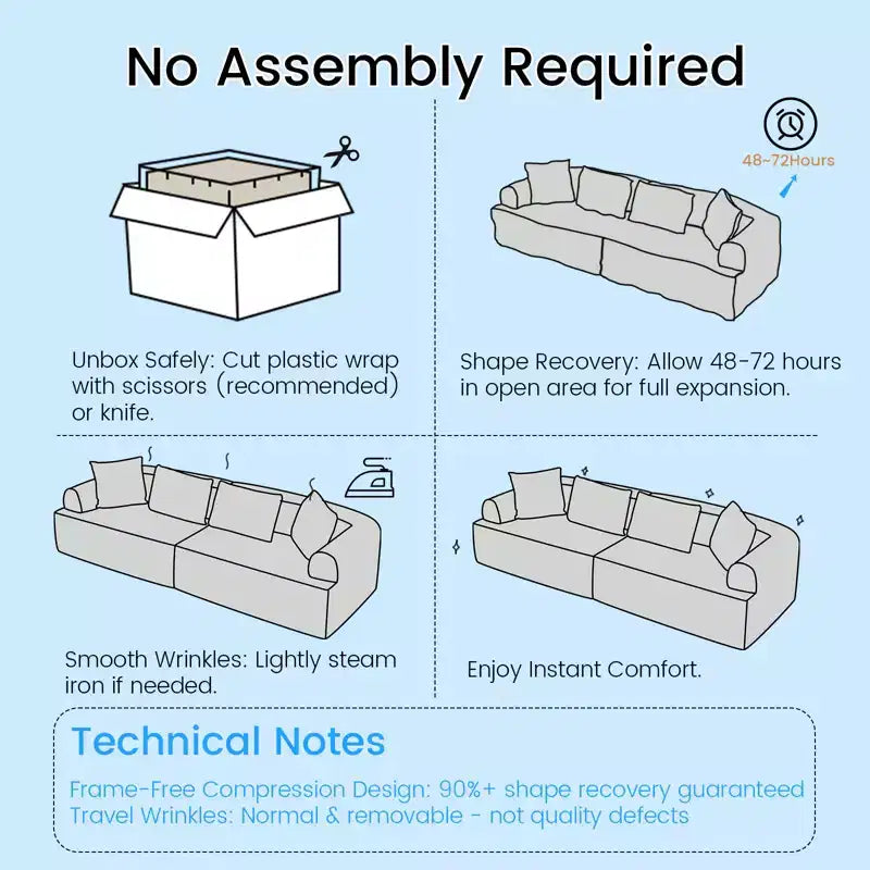 104-Inch Curved Sectional Sofa, Chenille Upholstery, No Assembly Required