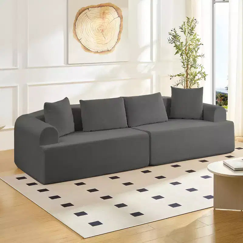 104-Inch Curved Sectional Sofa, Chenille Upholstery, No Assembly Required