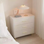 3-Drawer Dresser with Gold-Tone Handles and Legs, White
