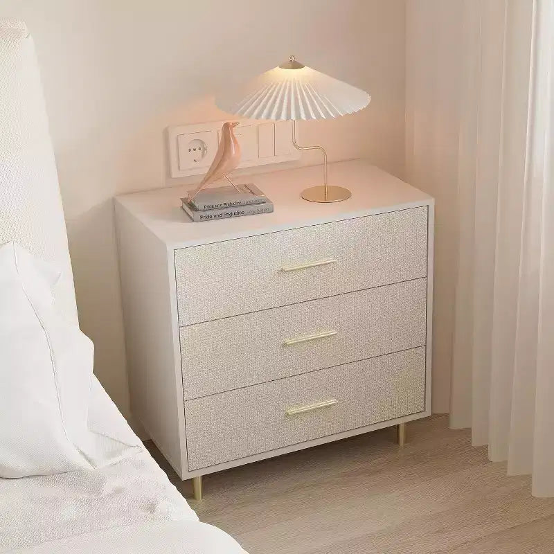 3-Drawer Dresser with Gold-Tone Handles and Legs, White