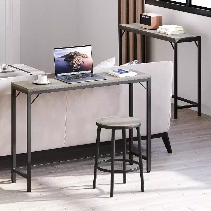 39.4" Gray Narrow Console Table for Entryway - Industrial Rustic Design