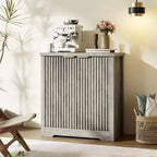 Fluted Sideboard Buffet Cabinet with 2 Doors, 2 Drawers and Adjustable Shelves