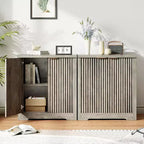 Fluted Sideboard Buffet Cabinet with 2 Doors, 2 Drawers and Adjustable Shelves