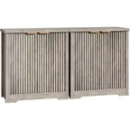 Fluted Sideboard Buffet Cabinet with 2 Doors, 2 Drawers and Adjustable Shelves