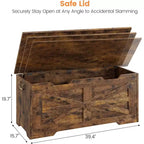 Wooden Storage Chest with Lid and Safety Hinge, Entryway Bench, 350 lb Capacity
