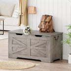 Wooden Storage Chest with Lid and Safety Hinge, Entryway Bench, 350 lb Capacity