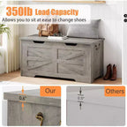 Wooden Storage Chest with Lid and Safety Hinge, Entryway Bench, 350 lb Capacity