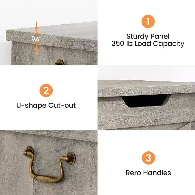 Wooden Storage Chest with Lid and Safety Hinge, Entryway Bench, 350 lb Capacity