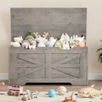 Wooden Storage Chest with Lid and Safety Hinge, Entryway Bench, 350 lb Capacity