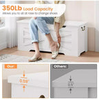 Wooden Storage Chest with Lid and Safety Hinge, Entryway Bench, 350 lb Capacity