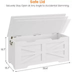 Wooden Storage Chest with Lid and Safety Hinge, Entryway Bench, 350 lb Capacity