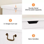 Wooden Storage Chest with Lid and Safety Hinge, Entryway Bench, 350 lb Capacity