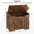 Wooden Storage Chest with Lid and Safety Hinge, Entryway Bench, 350 lb Capacity