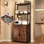 5 Tier Bakers Rack with Cabinet, Microwave Stand with Storage, 70 Inch Tall Kitchen Shelf