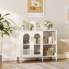 Glass Door Cabinet with Adjustable Shelves — 39.4" W Sideboard for Entryway and Dining Room