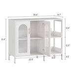 Glass Door Cabinet with Adjustable Shelves — 39.4" W Sideboard for Entryway and Dining Room