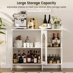 Glass Door Cabinet with Adjustable Shelves — 39.4" W Sideboard for Entryway and Dining Room