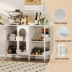 Glass Door Cabinet with Adjustable Shelves — 39.4" W Sideboard for Entryway and Dining Room
