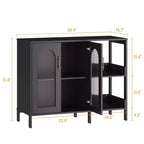 Glass Door Cabinet with Adjustable Shelves — 39.4" W Sideboard for Entryway and Dining Room