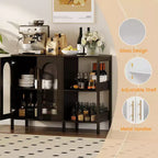 Glass Door Cabinet with Adjustable Shelves — 39.4" W Sideboard for Entryway and Dining Room