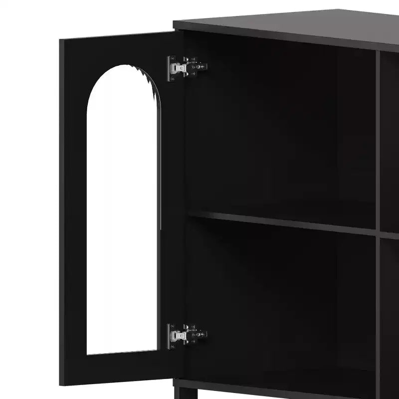 Glass Door Cabinet with Adjustable Shelves — 39.4" W Sideboard for Entryway and Dining Room