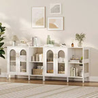 Glass Door Cabinet with Adjustable Shelves — 39.4" W Sideboard for Entryway and Dining Room