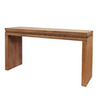 64 Inch Console Table with Decorative Beaded Trim – Thick Tabletop Entry Table for Living Room and Entryway
