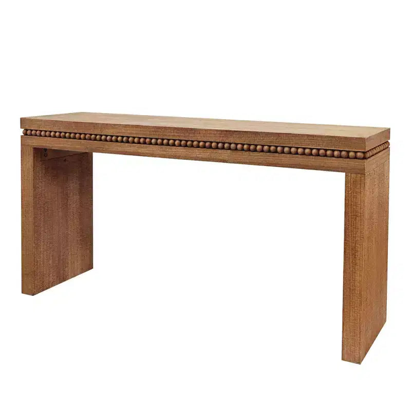 64 Inch Console Table with Decorative Beaded Trim – Thick Tabletop Entry Table for Living Room and Entryway