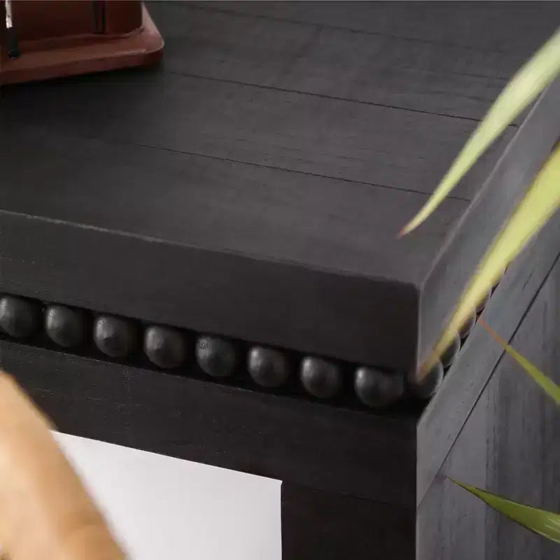 64 Inch Console Table with Decorative Beaded Trim – Thick Tabletop Entry Table for Living Room and Entryway