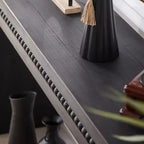 64 Inch Console Table with Decorative Beaded Trim – Thick Tabletop Entry Table for Living Room and Entryway