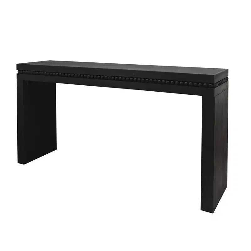 64 Inch Console Table with Decorative Beaded Trim – Thick Tabletop Entry Table for Living Room and Entryway