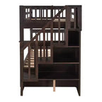 Twin over Twin Stairway Bunk Bed with Storage Drawers and Guard Rail