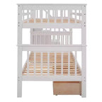 Twin over Twin Stairway Bunk Bed with Storage Drawers and Guard Rail