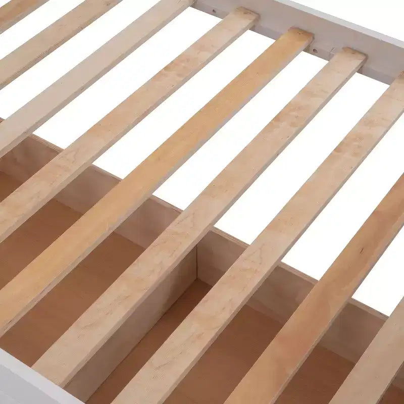 Twin over Twin Stairway Bunk Bed with Storage Drawers and Guard Rail