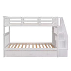 Twin over Twin Stairway Bunk Bed with Storage Drawers and Guard Rail