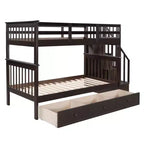 Twin over Twin Stairway Bunk Bed with Storage Drawers and Guard Rail