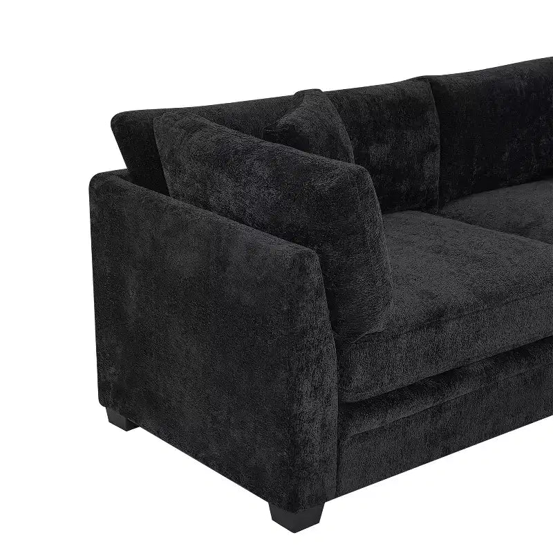 Modern 83.5" 3-Seater Chenille Upholstered Sofa with Flared Arms