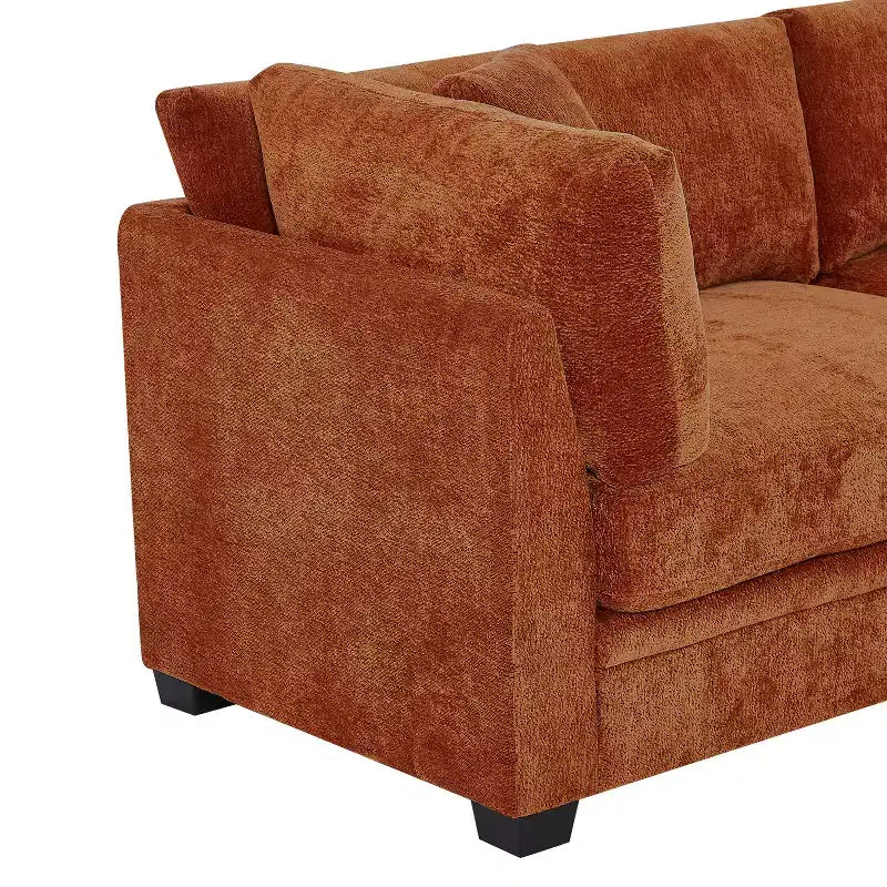 Modern 83.5" 3-Seater Chenille Upholstered Sofa with Flared Arms