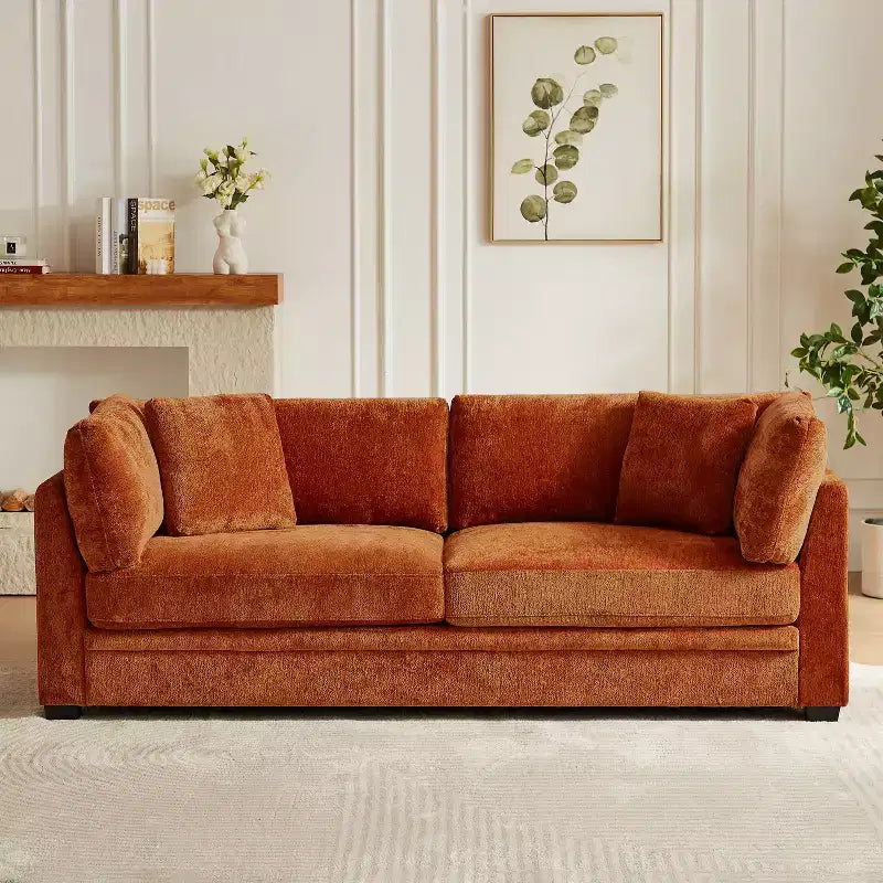 Modern 83.5" 3-Seater Chenille Upholstered Sofa with Flared Arms