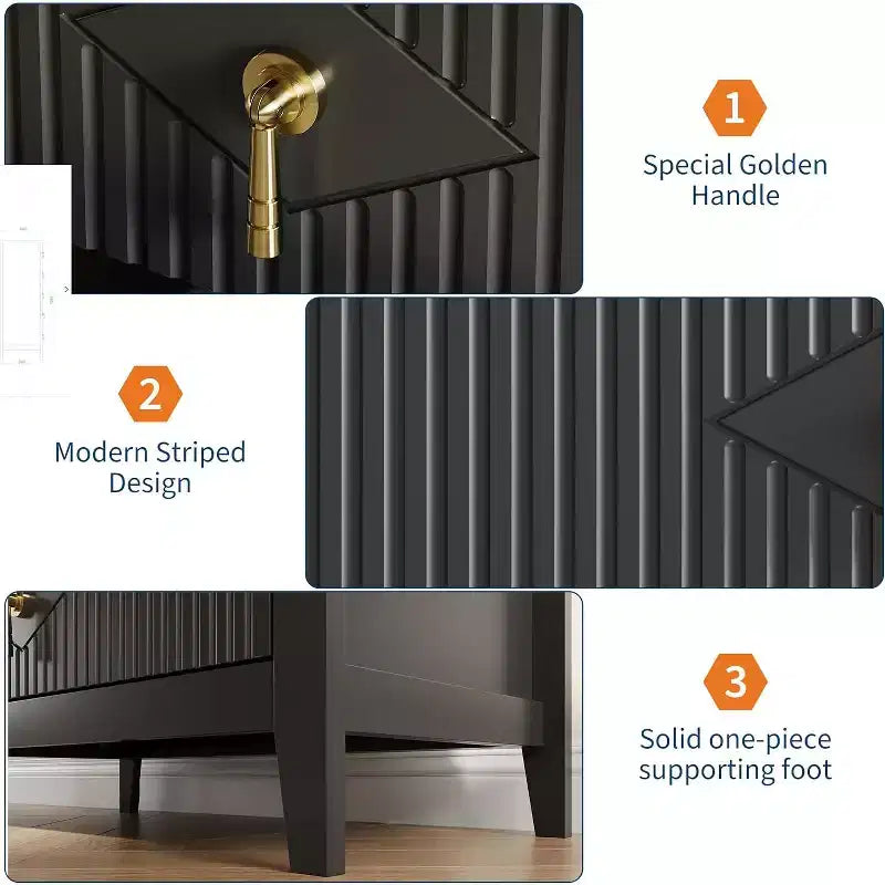 42.9" Tall Fluted 5-Drawer Dresser, Wood Chest of Drawers