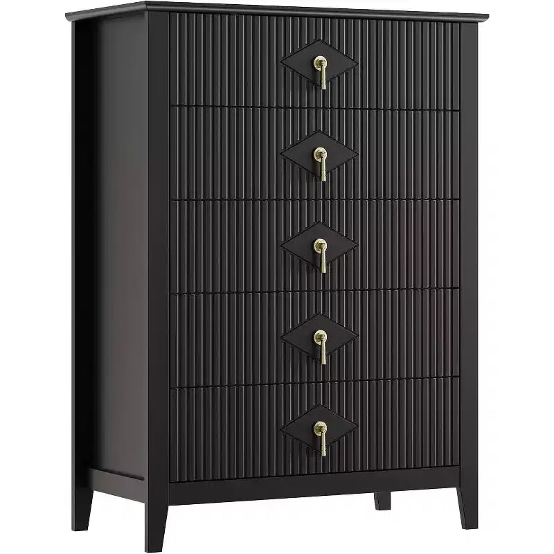 42.9" Tall Fluted 5-Drawer Dresser, Wood Chest of Drawers