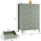 42.9" Tall Fluted 5-Drawer Dresser, Wood Chest of Drawers