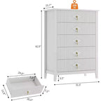 42.9" Tall Fluted 5-Drawer Dresser, Wood Chest of Drawers