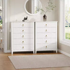 42.9" Tall Fluted 5-Drawer Dresser, Wood Chest of Drawers