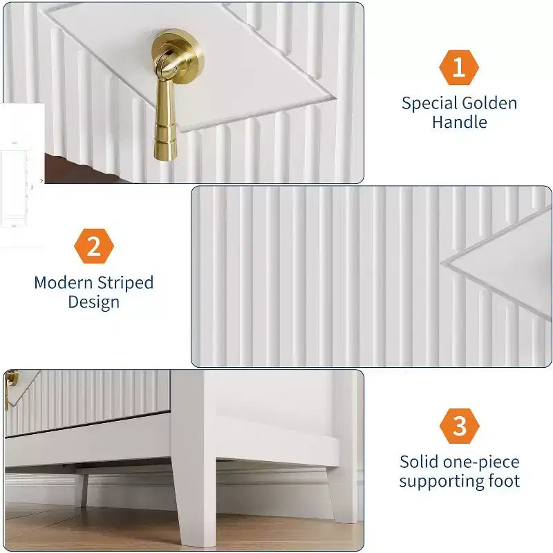 42.9" Tall Fluted 5-Drawer Dresser, Wood Chest of Drawers