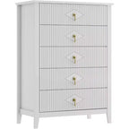 42.9" Tall Fluted 5-Drawer Dresser, Wood Chest of Drawers
