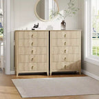42.9" Tall Fluted 5-Drawer Dresser, Wood Chest of Drawers