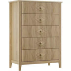 42.9" Tall Fluted 5-Drawer Dresser, Wood Chest of Drawers