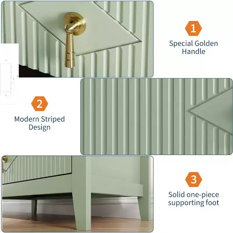 42.9" Tall Fluted 5-Drawer Dresser, Wood Chest of Drawers
