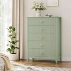 42.9" Tall Fluted 5-Drawer Dresser, Wood Chest of Drawers